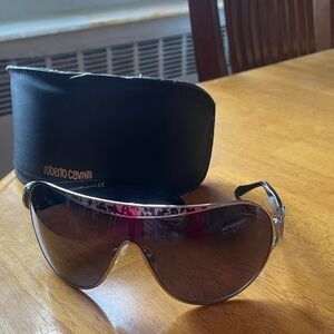 Roberto Cavalli Silver Aviator Sunglasses with Black Case
